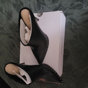 Aldo Black Mules with Chunky Heel and Open Design